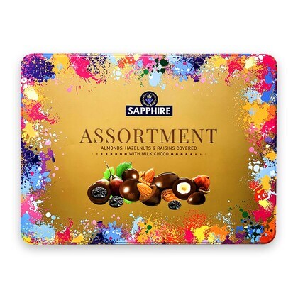 Sapphire Assortment Almonds Hazelnuts & Raisins Covered With Milk Choco350g