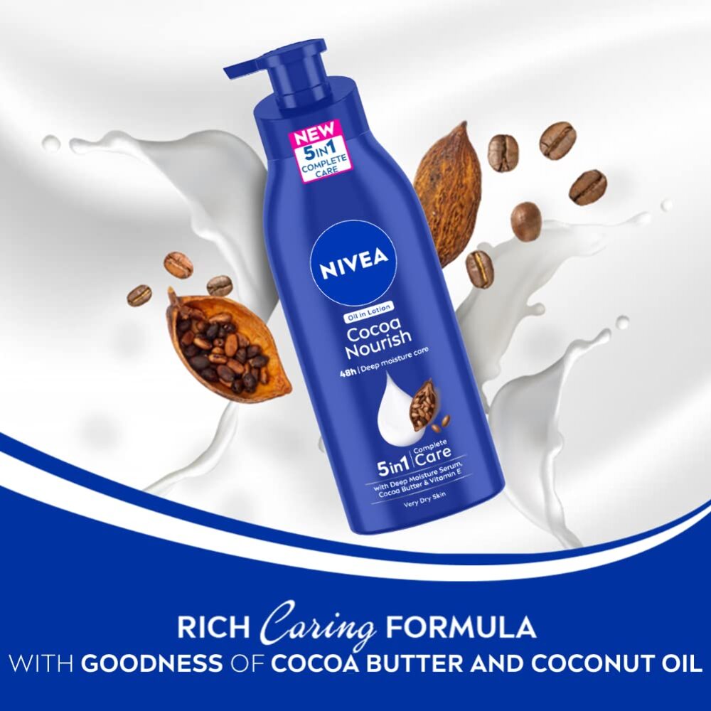 Nivea Cocoa Nourish BODY LOTION with Cocoa butter & Vit E 48H deep moisturization, 400 ml