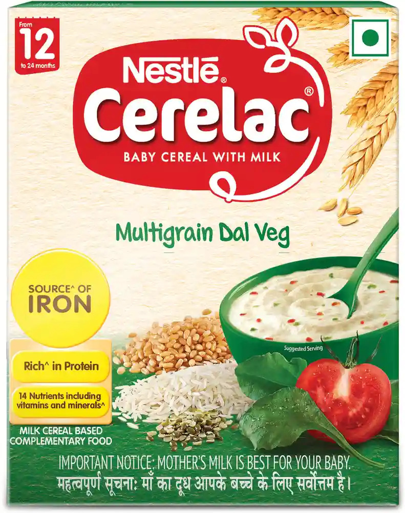 Nestle Cerelac Baby Cereal With Milk Multigrain Dal Veg,12 to 24 Months, 300G