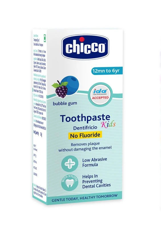 Chicco Bubble Gum Toothpaste Dentifricio No Fluride 12mn to 6yr, 50g