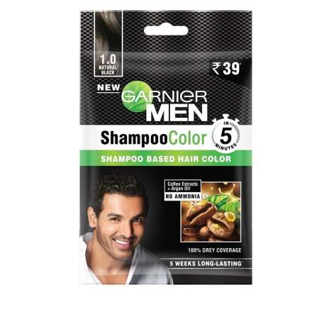 Garnier Men Shampoo hair Color Shade 1.0 Natural Black (10 ml + 10 ml )