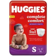 Huggies Complete Comfort Dry Pants Small (S) Size Baby Diaper Pants With 5 in 1 Comfort, 10 Count