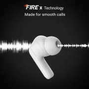 Fire-Boltt Fire Pods Ninja Pro 402 Earbuds TWS, Crisp Calling, Voice Assistant 10mm Driver Bluetooth Headset (White Blue, True Wireless