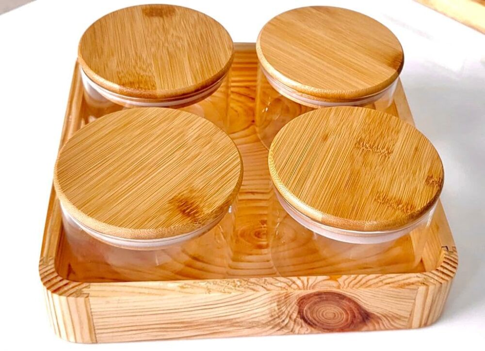 Smartdecor 4pcs Glass Jar With Tray SD24-450-L-5