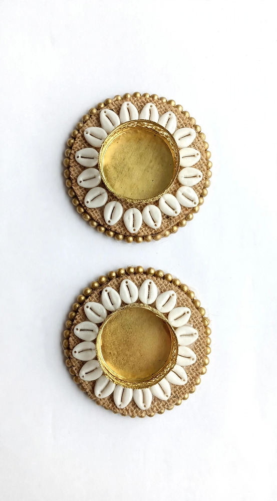 Decorative Shell Work Diya Set of 2