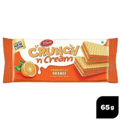 Tiffany Crunch N Cream Crunchiest Orange Flavoured Cream Wafers 65g