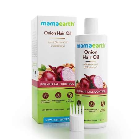 Mamaearth Onion Hair Oil for Hair Regrowth and Hair Fall Control with Redensyl, 150ml
