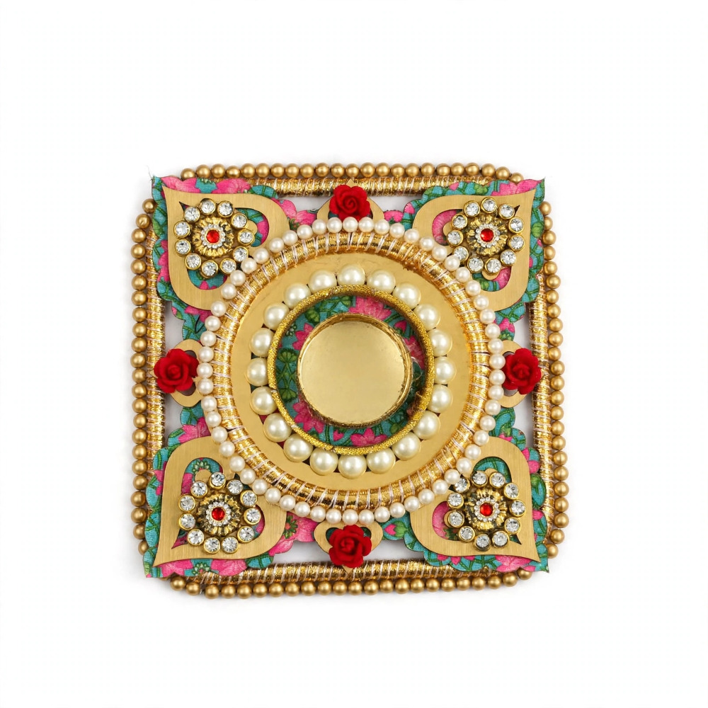 Premium Decorative Pooja Chowki with Pearl 1N
