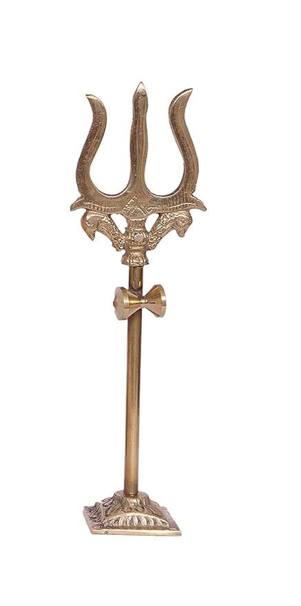 M.N TRISHUL W/DAMRU 4" PITTAL 3663