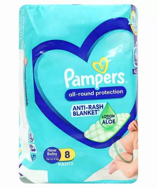 Pampers All-Round Protection Anti-Rash Blanket New Baby Up To 5Kg, 8Pants