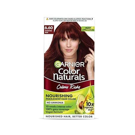 Garnier Color Natural 6.60 Intense Red Creme Rich Nourishing Permanent Hair Color 60g