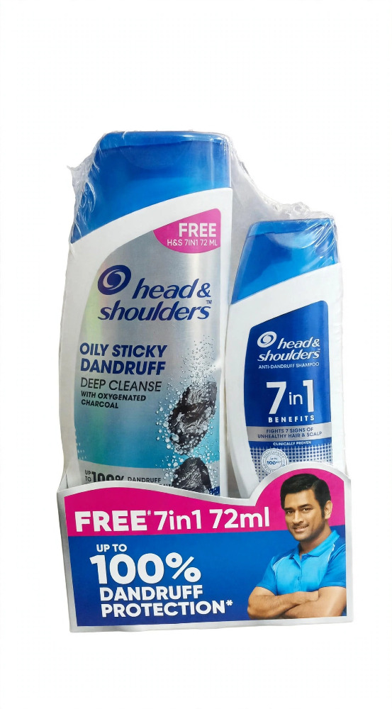 Head & Shoulders Oily Sticky Dandruff Deep Cleanse 340ml Free 7 In 1 72ml