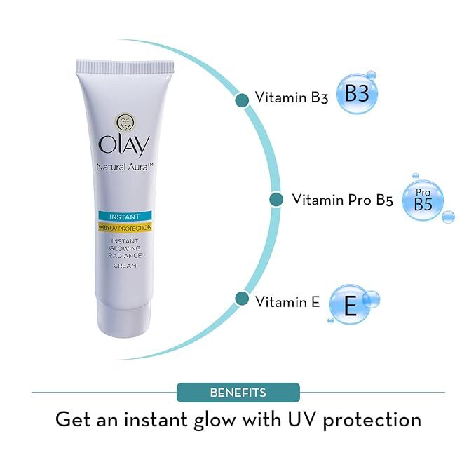 Olay Natural Aura Vitamin B3, Pro B5, E, With UV Protection, 20 gm
