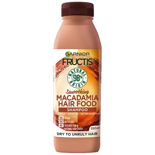 GARNIER Fructis, Shampoo for Dry Unruly Hair, Smoothing & Nourishing , Macadamia Hair Food 350 ml