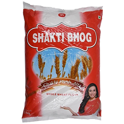 Shakti Bhog Chakki Fresh Atta, 5 Kg Pouch