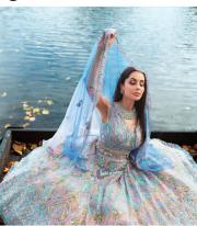 Light Blue & Pink Heavy Embroidered Lehenga with Dupatta