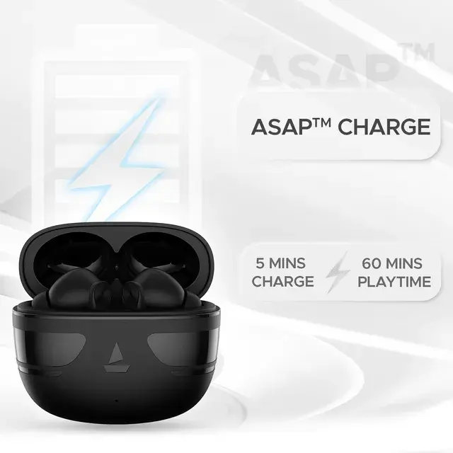 boAt Airdopes Kick TWS Earbuds with Environmental Noise Cancellation (IPX5 Water Resistant, Beast Mode, Carbon Black)