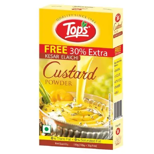 Tops Custard Powder Kesar Elaichi, 100g Carton