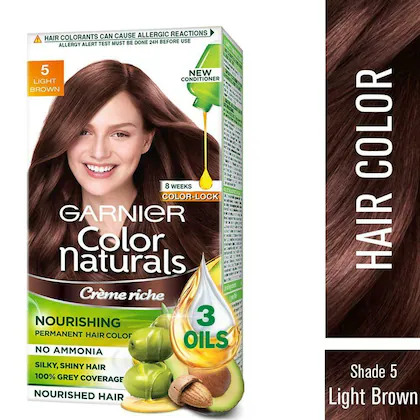 Garnier Color Naturals Cream Hair Color, Light Brown (5) 70 ml + 60 g