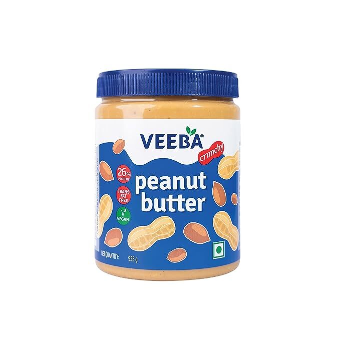 Veeba Crunchy Peanut Butter| High Protein | Naturally Gluten Free | Vegan | Trans Fat Free | No Added Preservatives | No Added Colour & Flavour | Non GMO | 925g