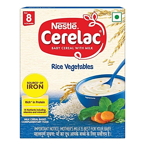 Nestle Cerelac Baby Cereal With Milk Rice Vegetables From 8 To 24 Months, 300G