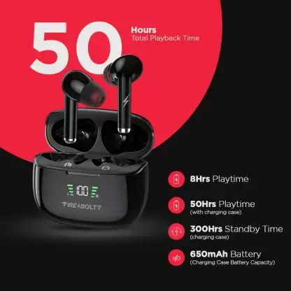 Fire-Boltt Fire Pods Rythm ANC ENC Earbuds TWS, 50H playtime, Digital LED Battery Indicator Bluetooth Headset (Black, True Wireless)