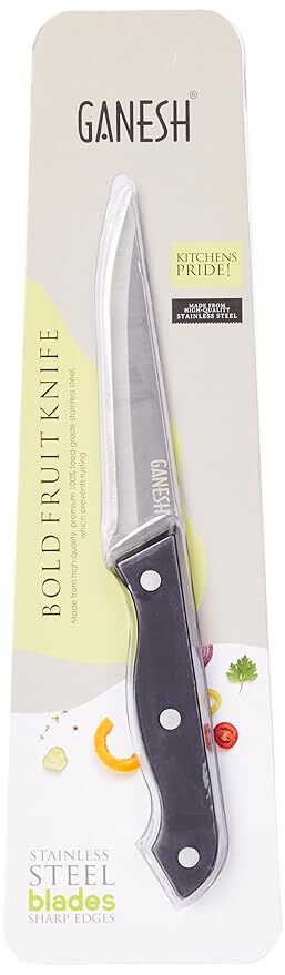 Ganesh Stainless Steel Kitchen Bold Fruit Knife Vegetable Cutting and Chopping Knife, Serrated Edge
