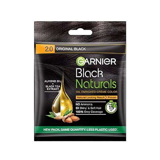 Garnier, Hair Colouring Creme, Black Naturals Shade 2 Original Black, 20g + 20ml