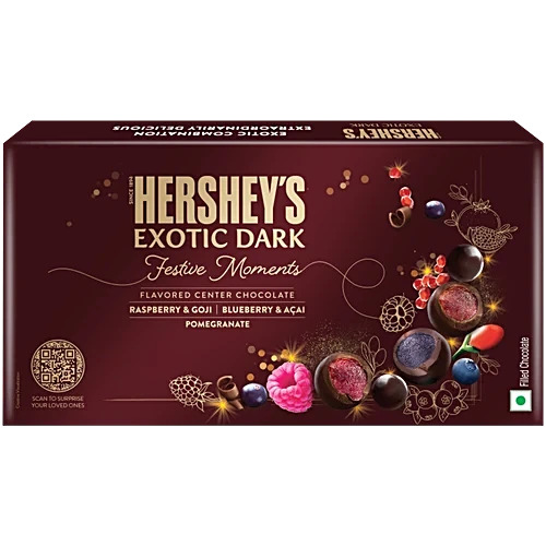 Hershey's Exotic Dark Festive Moments Raspberry & Goji, Blueberry & Acai, Pomegranate, 129g 3units Box