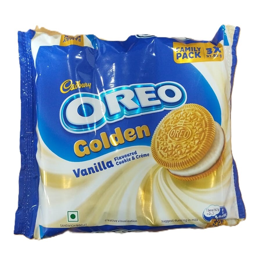 Cadbury Oreo Golden Vanilla Flavoured Cookie & Creme Biscuit 275.55gm