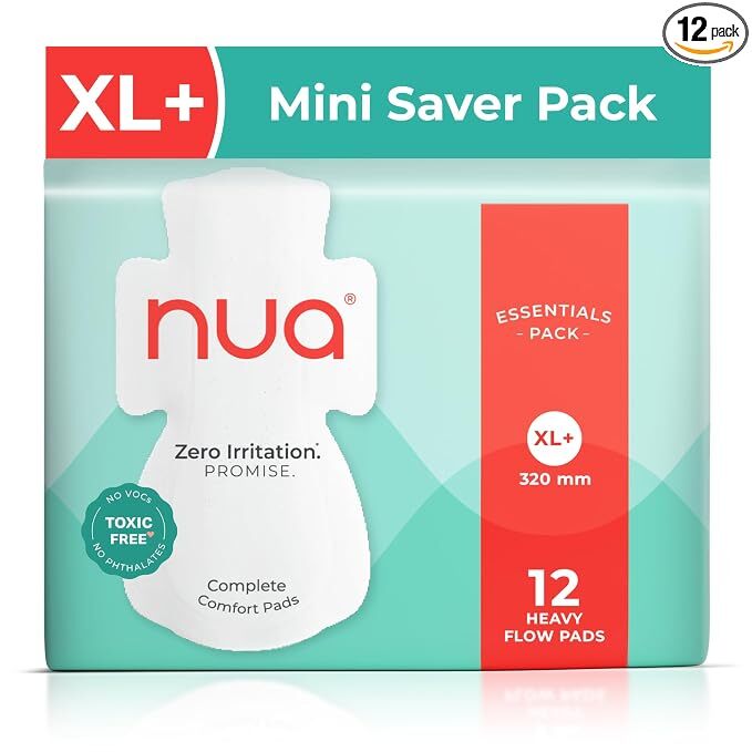 Nua Complete Comfort Sanitary Pads for Women XL+ | Pack of 12