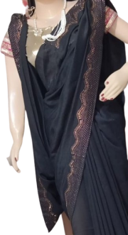 Black Saree with Golden border