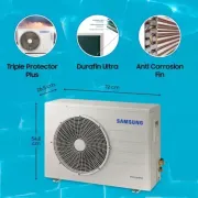 SAMSUNG Convertible 5-in-1 Cooling Mode 1.5 Ton 3 Star Split Inverter Anti Bacteria Filter AC - White (AR18BYLZAUR Copper Condenser)