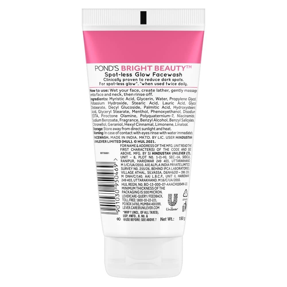 Pond's Bright Beauty Spot-less Glow Face Wash With Vitamins 150 gm