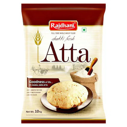 Rajdhani Full Fibre Chakki Fresh Whole Wheat Atta 10 kg