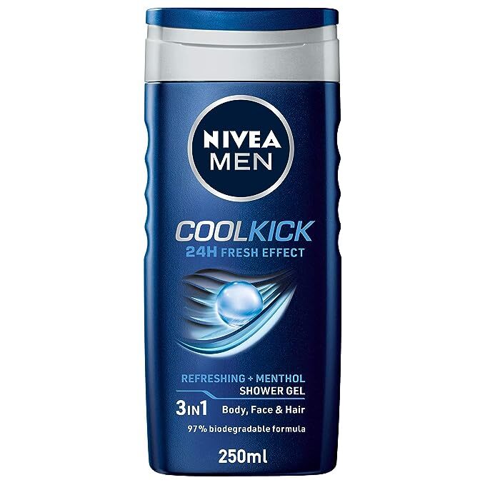 Nivea MEN Cool Kick with Refreshing MENthol Body Wash, Shower Gel for Body, 250 ml
