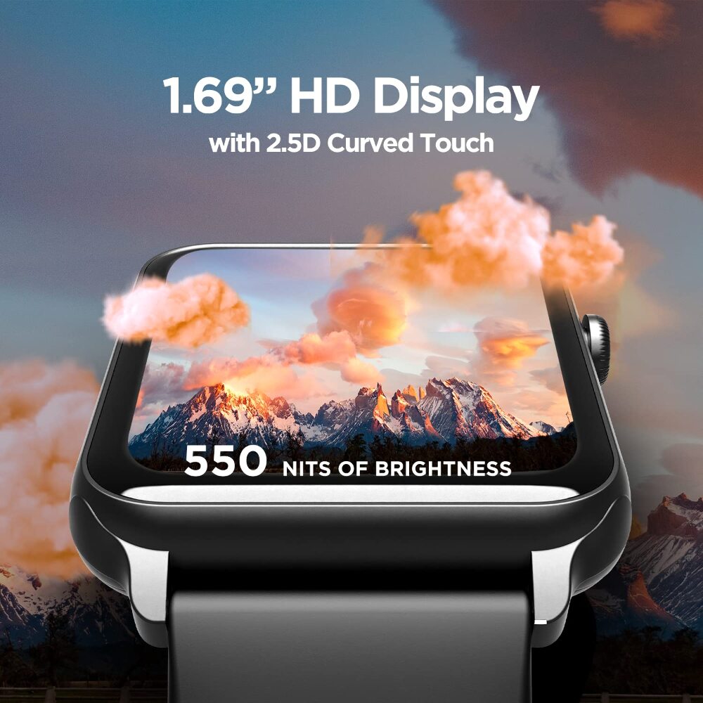 boAt Wave Call Smart Watch with Bluetooth Calling, 1.69” HD Display with 550 NITS & 70% Color Gamut, 150+ Watch Faces, Multi-Sport Modes,HR,SpO2, IP68(Active Black