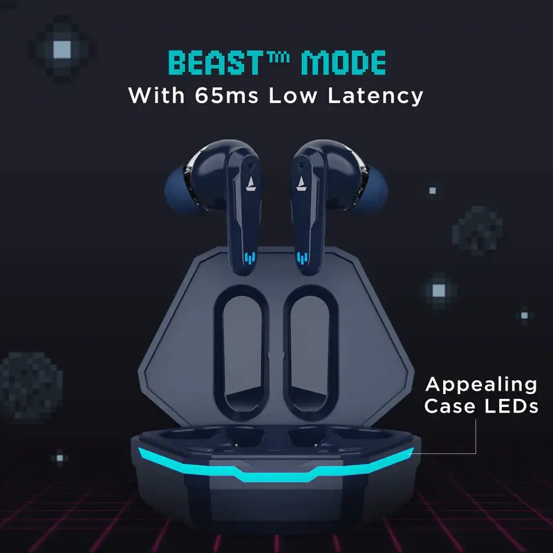 boAt Airdopes 191G True Wireless In Ear Earbuds with ENx Tech Equipped Quad Mics, Beast Mode(Low Latency- 65ms) for Gaming, 2x6mm Dual Drivers, 30H Playtime, IPX5, IWP, Appealing Case LEDs(Sport Blue)