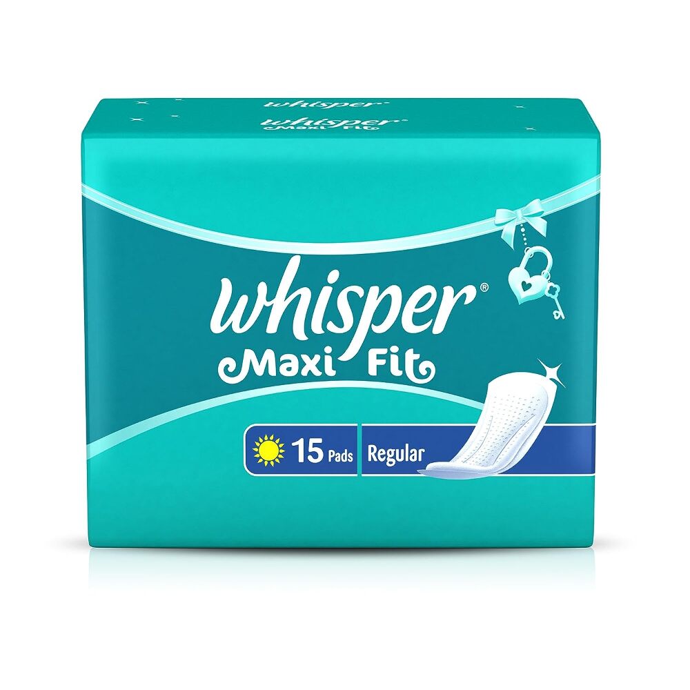 Whisper Sanitary Pads- Maxi Fit, Regular, 15 Pads