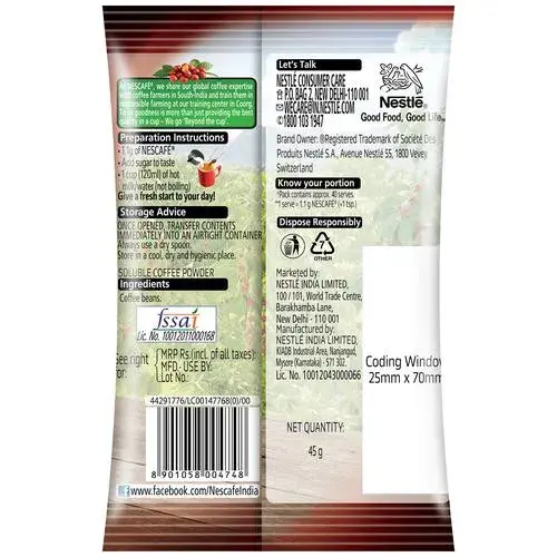 Nescafe Classic 100% Pure Instant Coffee, 45 g Pouch