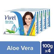 Vivel Aloe Vera Satin Soft Skin Soap 100 g (Pack of 4)