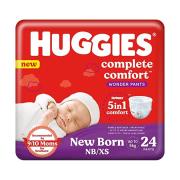 Huggies Complete Comfort Wonder Pants, Extra Small (0-5kg) Size Baby Diaper Pants, (24 count) with 5 in 1 Comfort