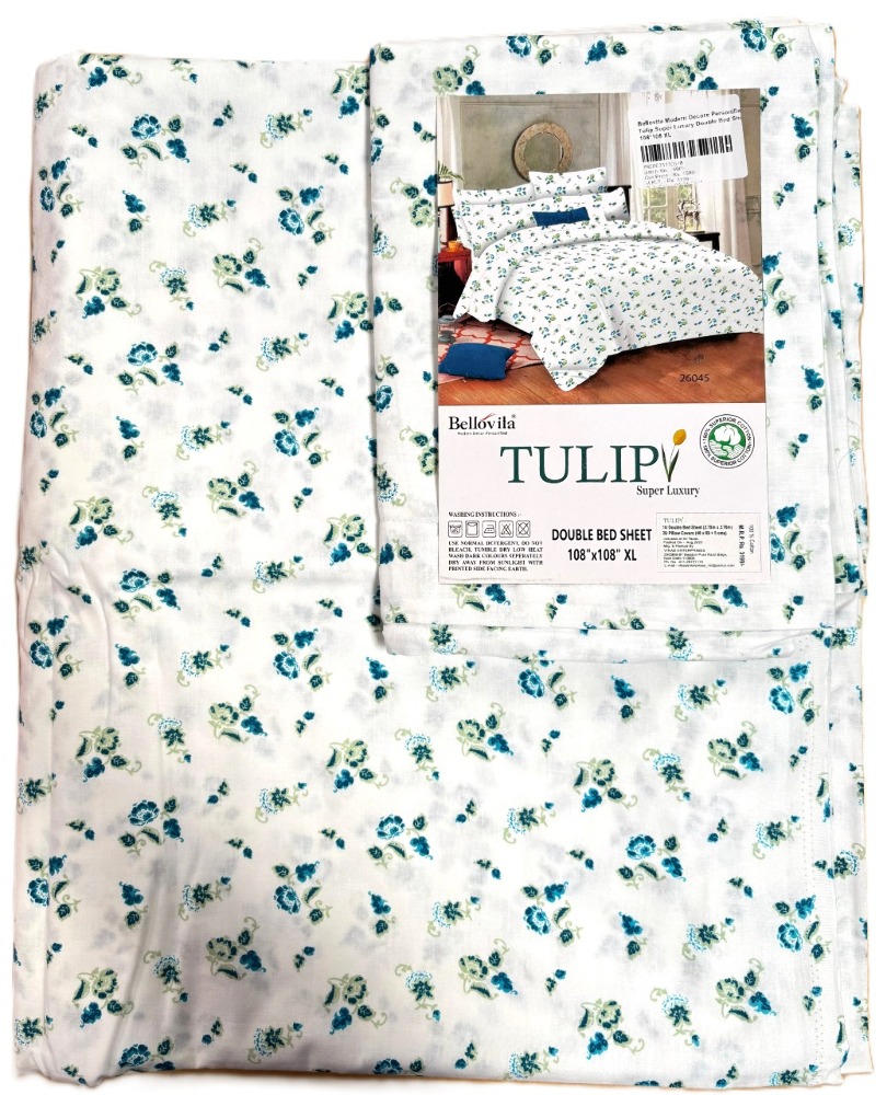 Bellovita Modern Decore Personified Tulip Super Luxury Double Bed Sheet 108*108 XL