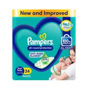 Pampers Diaper Pants For New Baby, All Round Protection, Anti-Rash Blanket, New & Improvd, 34 Pants