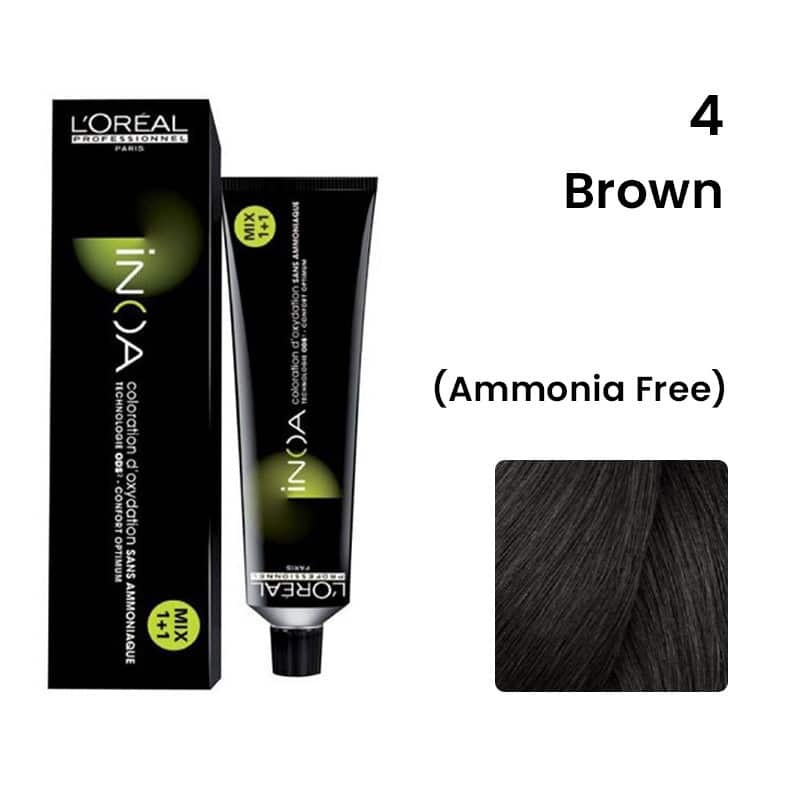 L'oreal Professionnel Paris INOA Ammonia-free Hair Color - 4 (Brown), 60 gm