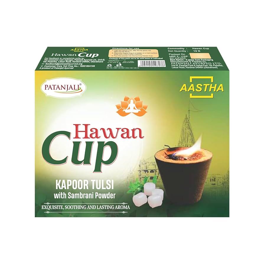 Aastha Hawan Cup Kapoor Tulsi With Sambrani Powder