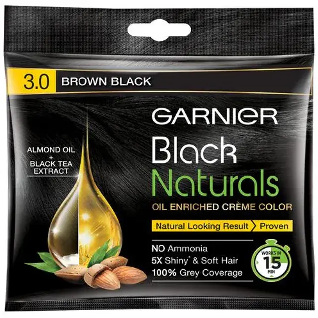 Garnier Hair Colour - Black Naturals, 20 ml + 20 g 3, Brown Black