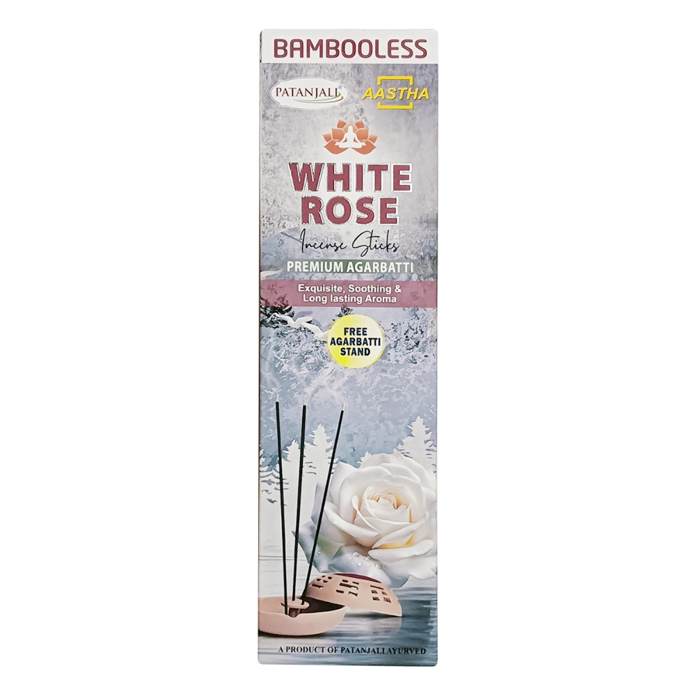 Patanjali Aastha Bambooless White Rose Premium Agarbati 80g