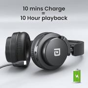 Portronics Muffs M2 Bluetooth Headphones On Ear With Upto 40 Hrs Playtime, 40mm Dynamic Drivers, AUX 3.5mm, Powerful Bass, Laptop & PC Support, Type C Charging Port, Foldable Design(Black)