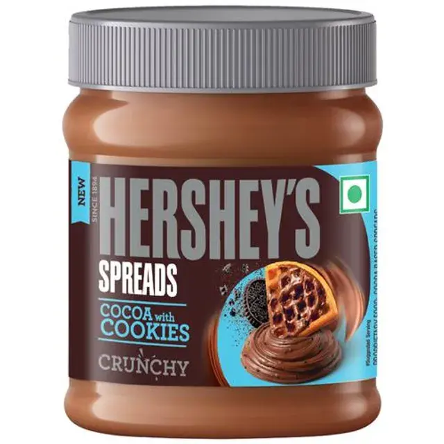 Hersheys Spreads Cocoa With Cookies, Made With Pure Milk, Crunchy & Creamy, Chemical Free, 350 g